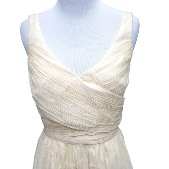 J. Crew Champagne Silk Chiffon Heidi Wedding Party Dress Style 93100 Sz 4 - Picture 2 of 16